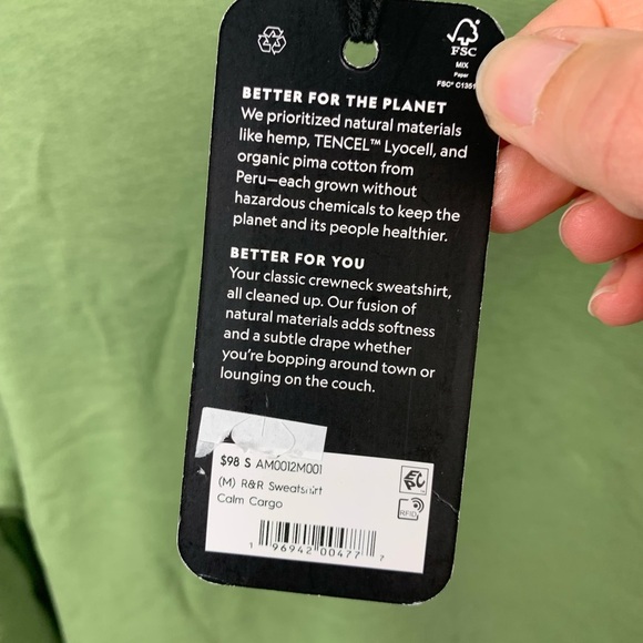 NWT Allbirds Men’s R&R Sweatshirt SMALL Calm cargo Green Crewneck - Picture 3 of 5